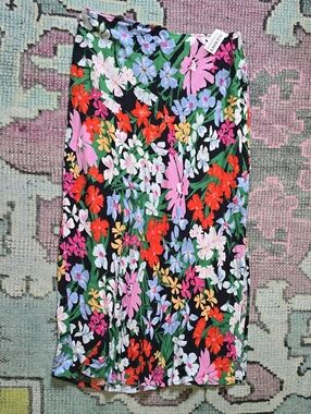 Old Navy Black Floral Maxi Skirt with Pink, Red, Blue & Green Bloom